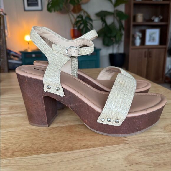 Plus Size Torrid Cream and Brown Platform Shoes with Comfort Design - Size 10.5W - Picture 7 of 10